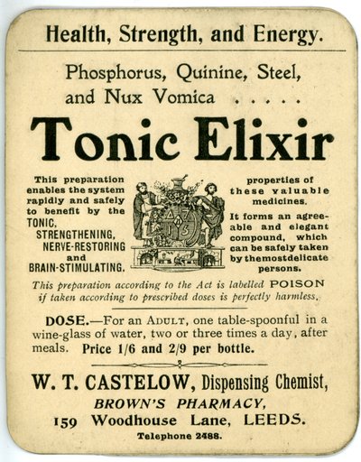 Tonic Elixir címke, korai (litho) alkotó: English School