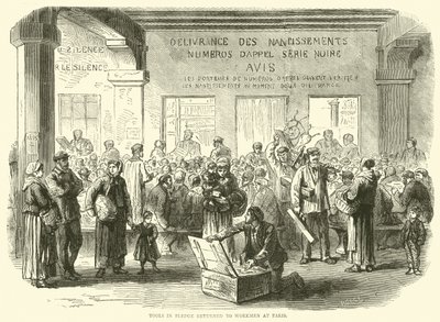 A Pledge-i szerszámok visszakerültek a munkásokhoz Párizsban, 1870 decemberében alkotó: English School