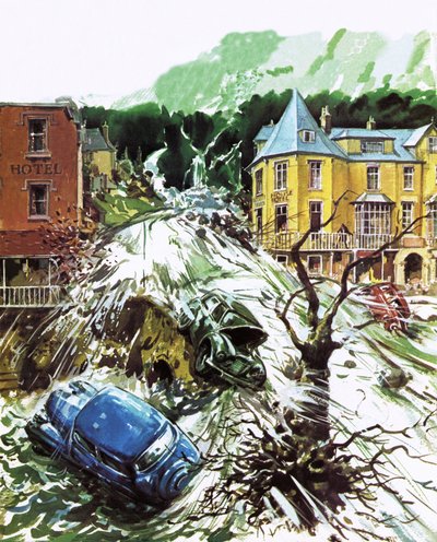 Terrortorrent Lynmouthban, Devonban, 1952. augusztus alkotó: English School