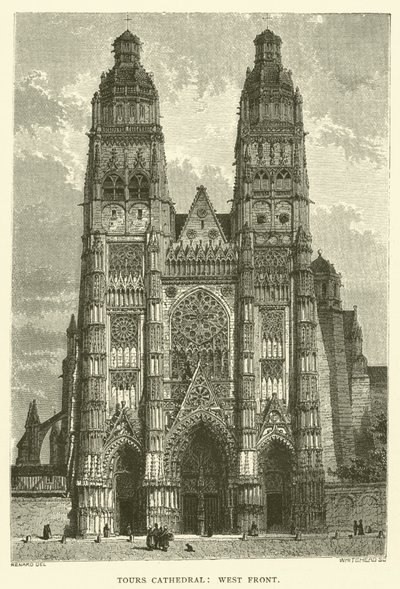 Tours-i székesegyház, nyugati homlokzat (metszet) alkotó: English School