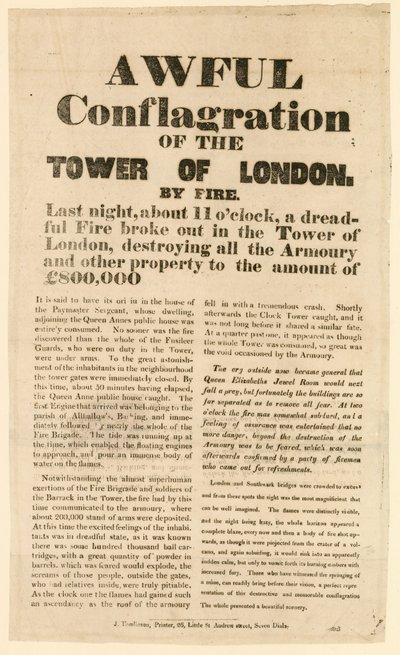 Tower of London Fire, 1841 alkotó: English School