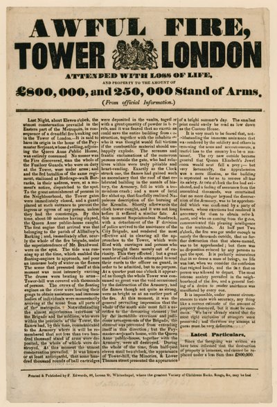 Tower of London Fire, 1841 alkotó: English School