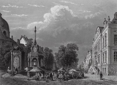 Városháza és piactér, Liege (metszet) alkotó: English School