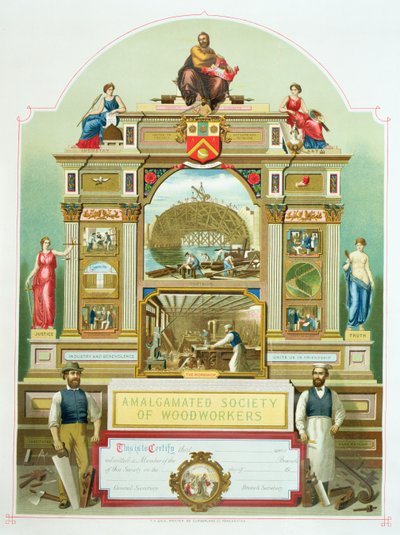 A Famunkások Összevont Társaságának kereskedelmi jelképe, 1860 alkotó: English School