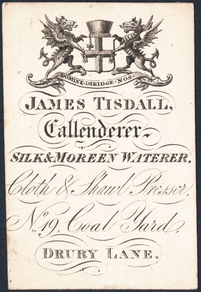 Kereskedelmi kártya, James Tisdall alkotó: English School