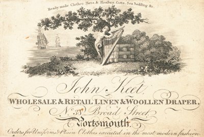 Kereskedelmi kártya, John Keet alkotó: English School