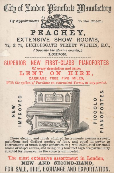 Kereskedelmi kártya, Peachey alkotó: English School