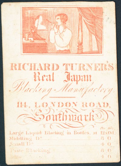 Kereskedelmi kártya, Richard Turners Real Japan Blacking Manufactory alkotó: English School