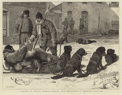Kereskedés Brit-Amerikában – egy kutyaszán érkezése Winnipeg Manitobába alkotó: English School