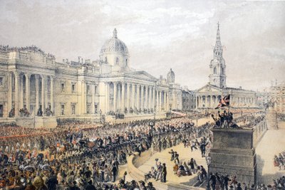 A Trafalgar tér VII. Edward és a dán Alexandra házasságának emlékművéből, pub. 1864 alkotó: English School