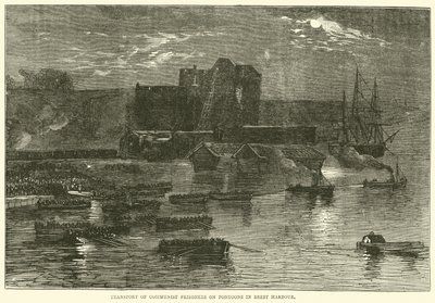 Kommunista foglyok szállítása pontonokon Brest kikötőjében, 1871 alkotó: English School