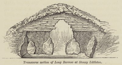A Stoney Littleton-i Long Barrow keresztmetszete (metszet) alkotó: English School