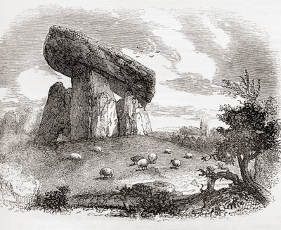 Trethevy Quoit, megalitikus sírkamra az angliai Cornwallban, Ó-Angliából: A Pictorial Museum, pub. 1847 alkotó: English School