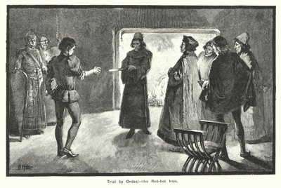 Próbatétel, a vörösen izzó vas (metszet) alkotó: English School