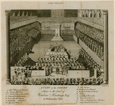 Warren Hastings pere a Westminster Hallban alkotó: English School