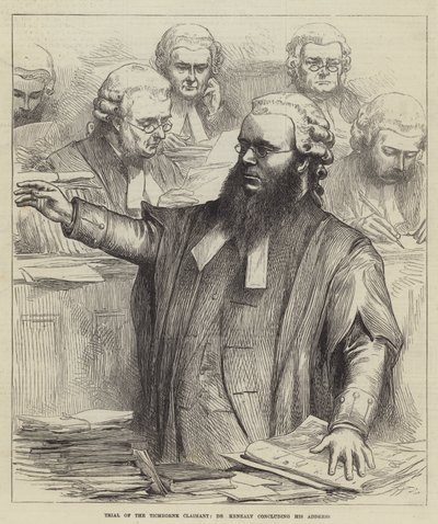 A Tichborne panaszos tárgyalása, Dr. Kenealy befejezi beszédét (metszet) alkotó: English School