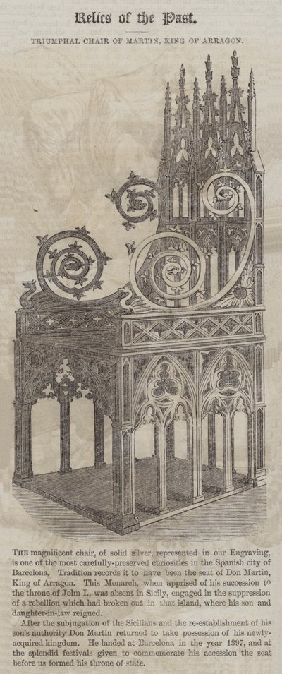 Márton, Arragónia királyának diadalszéke (metszet) alkotó: English School