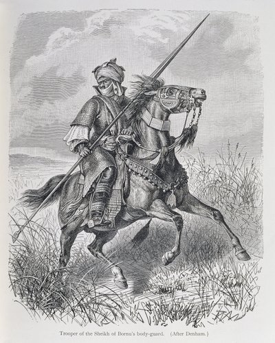 Bornu sejk testőrének katonája, „Az emberiség története” III. kötetéből, Friedrich Ratzel professzor, 1898 alkotó: English School