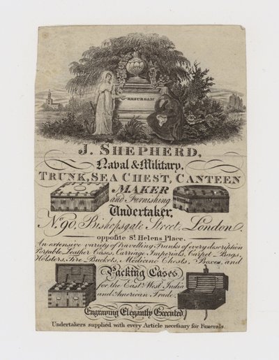 Trunk Maker, J Shepherd, kereskedelmi kártya alkotó: English School