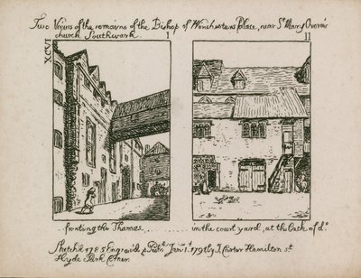 Két nézet a winchesteri püspöki palota maradványairól alkotó: English School