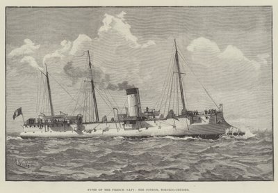 A francia haditengerészet típusai, a Condor, a Torpedo-Cruiser (metszet) alkotó: English School