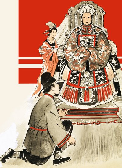 Azonosítatlan japán férfi a női királyi család előtt alkotó: English School