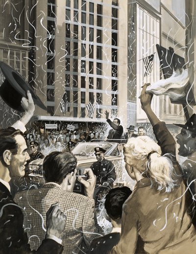 Unidentifizierte Konfettiparade in Amerika von English School