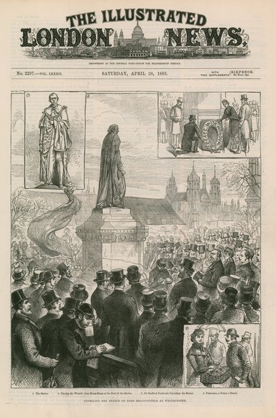 Lord Beaconsfield szobrának leleplezése Westminsterben alkotó: English School