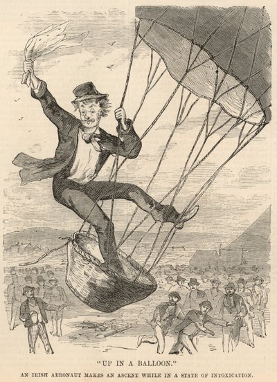 Fel egy léggömbben; Egy ír aeronauta részeg állapotban száll felfelé alkotó: English School