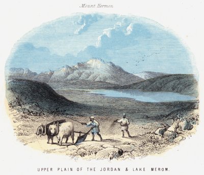 A Jordán felső síksága és a Merom-tó (színes metszet) alkotó: English School