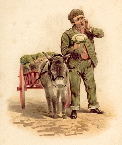 Zöldségkereskedő (chromolitho) alkotó: English School