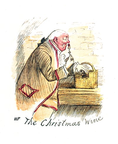 Viktoriánus karácsonyi kártya "The Christmas Wine" alkotó: English School