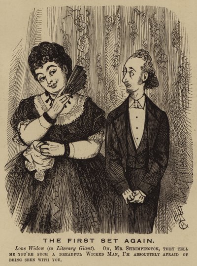 Viktoriánus özvegy flörtöl egy szerzővel (metszet) alkotó: English School