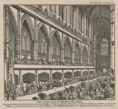 Kilátás a Westminster Abbey hajójából IV. Vilmos király és Adelaide királynő koronázása idején alkotó: English School