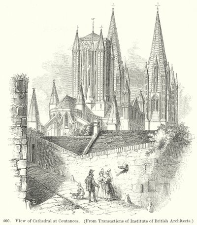 A coutances-i katedrális látképe (metszet) alkotó: English School