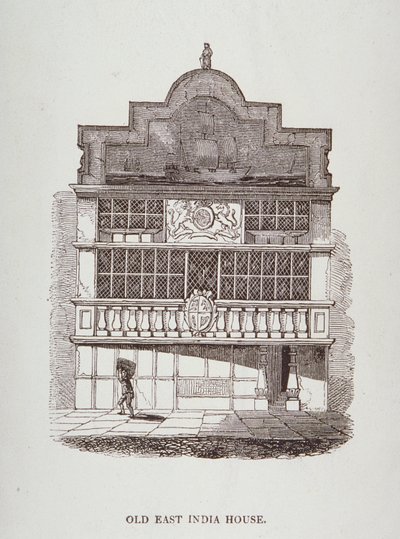 Kelet-indiai ház kilátása, előtte figurával, 1700 körül alkotó: English School