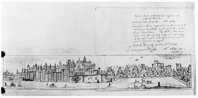 Kilátás a Hampton Court-palotára (toll és tinta) alkotó: English School