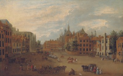 Kilátás az Old Palace Yardra, Westminsterben, a Westminster Abbey keleti végével és VII. Henrik király kápolnával balra, 1700 körül alkotó: English School