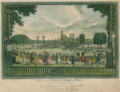 Kilátás a kínai hídra és a pagodára a londoni St James