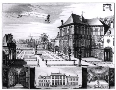 Kilátás a Peter Paul Rubenshez (1577-1640) tartozó Hilwerue-házról 1692 (metszet) (bw fotó) alkotó: English School