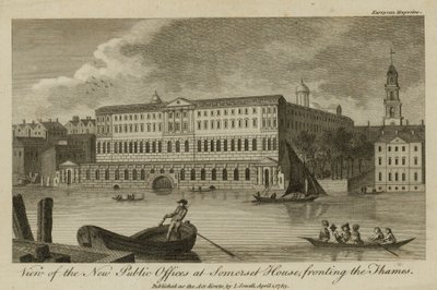 Kilátás az új közhivatalokra a Somerset House-ban, a Temze mellett alkotó: English School