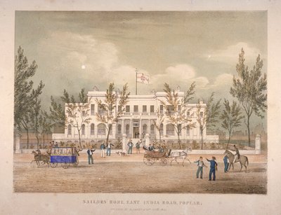 Kilátás a tengerészek otthonára az East India Dock Roadon, Poplar, London, 1841 alkotó: English School