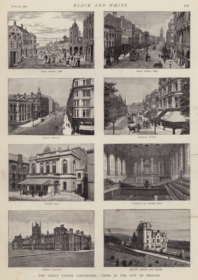 Belfast, Ulster, Írország kilátásai (litho) alkotó: English School