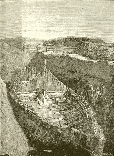 Vikingek csónakja, Sandefjord közelében, Norvégiában alkotó: English School