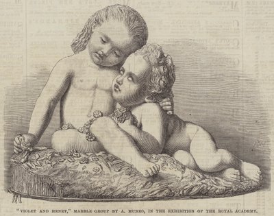 "Violet és Henry", A Munro Márványcsoportja a Királyi Akadémia kiállításán (metszet) alkotó: English School