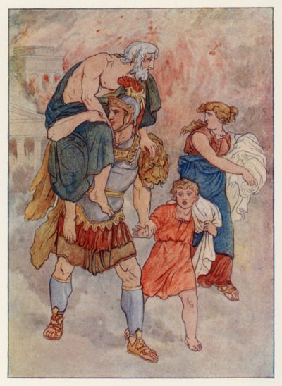 Vergilius Aeneis: Repülés Trójából (színes litó) alkotó: English School