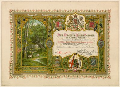 Viktória királynő látogatása az Epping-erdőben, 1882 alkotó: English School