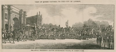 Viktória királynő látogatása a londoni Cityben, elhagyva a Buckingham-palotát alkotó: English School