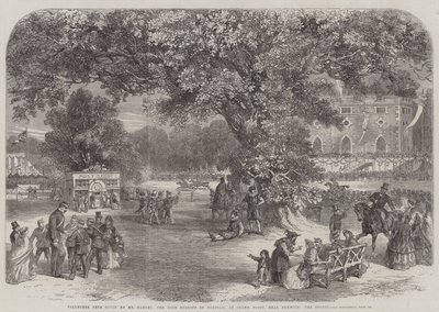 Önkéntes ünnepség, amelyet Harvey úr, Norfolk fő seriffje adott a Crown Pointban, Norwich közelében, a Sports (metszet) alkotó: English School
