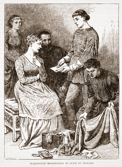Waldensian misszionáriusok Pedlars álarcában, illusztráció: James Aitken Wylie (1808-1890), The History of Protestantism, pub. 1878 alkotó: English School